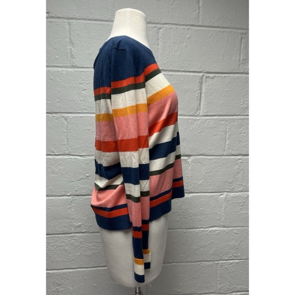 Akris Punto US 10 Kodak Stripe Wool Pullover Sweater Lightweight Blue Pink White - Picture 5 of 12